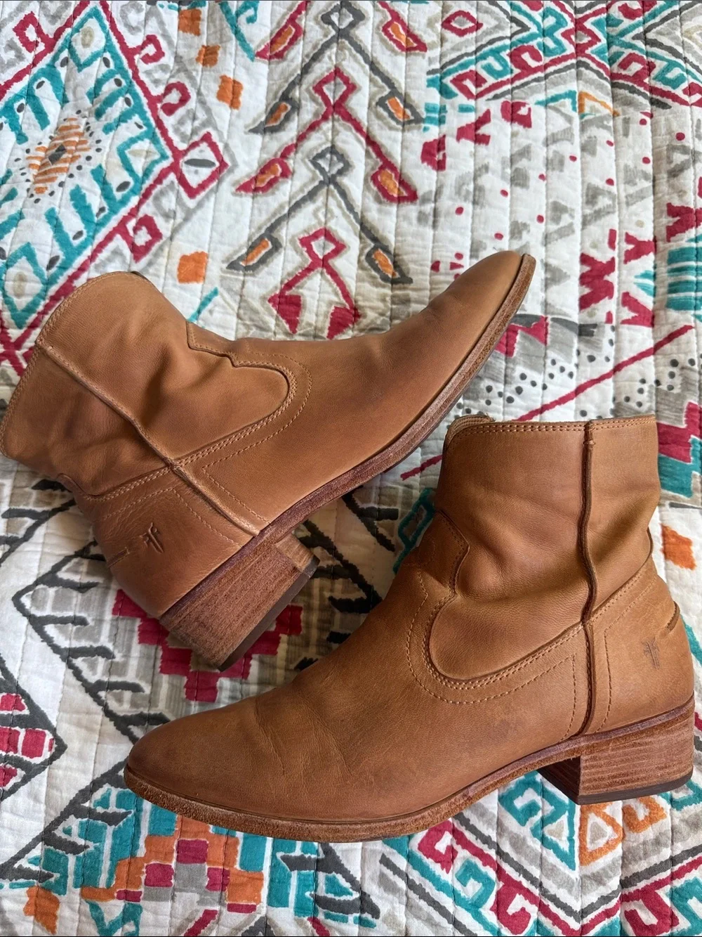Frye Women's Brown Leather Ankle Boots with Side Zip